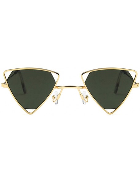 Goggle Retro Classic Trendy Stylish Sunglasses for Men Women - 100% UV Protection - Triangle Designer Style - Gold Green - CL...