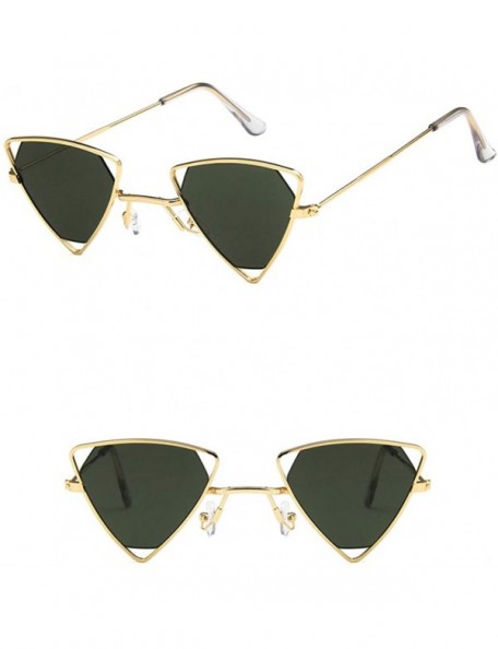 Goggle Retro Classic Trendy Stylish Sunglasses for Men Women - 100% UV Protection - Triangle Designer Style - Gold Green - CL...