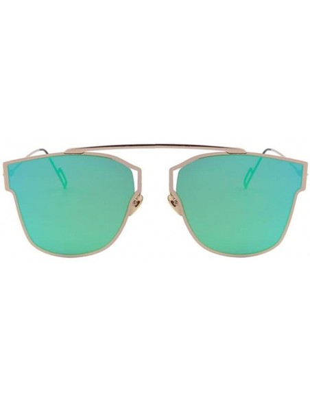 Semi-rimless Women Cat Eye UV400 Sunglasses Classic Shades Coating Mirror Sunglasses - Green - C817Z74R94T $11.67