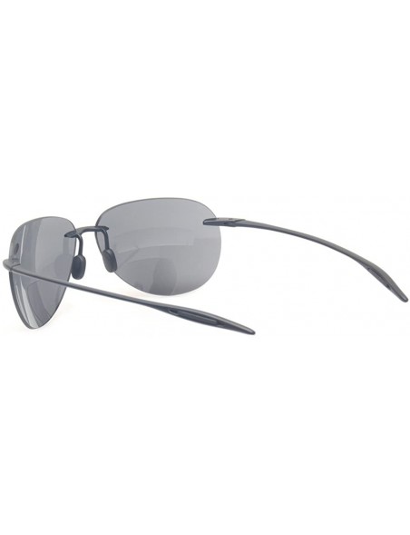 Rimless Bifocal Reading Glasses Rimless Sunglasses Lightweight Outdoor Activity Readers - Black Gray Lens - C8183WRML45 $13.29