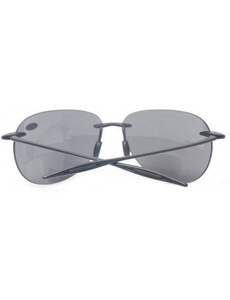 Rimless Bifocal Reading Glasses Rimless Sunglasses Lightweight Outdoor Activity Readers - Black Gray Lens - C8183WRML45 $13.29