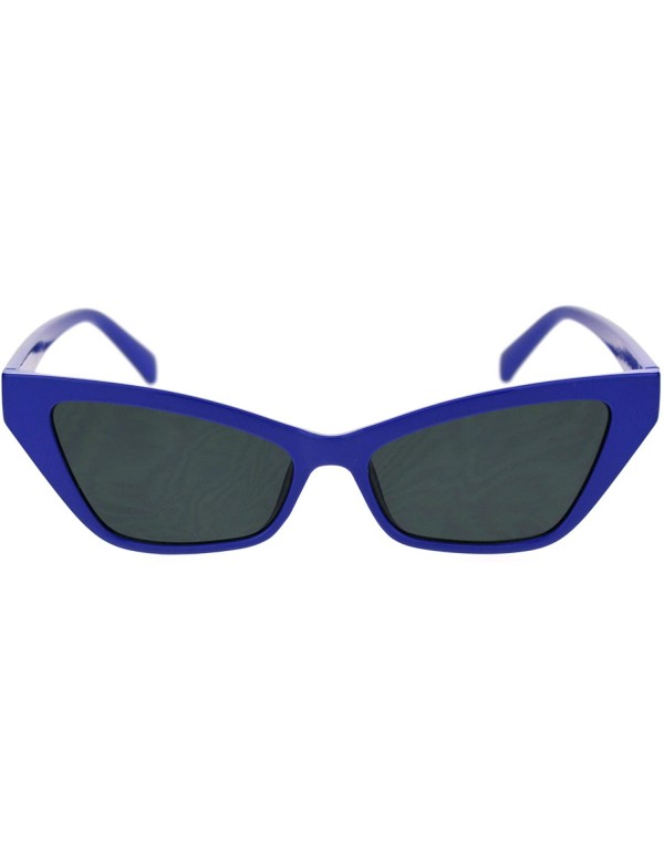 Cat Eye Mod Chic Squared Cat Eye Narrow Plastic Sunglasses - Blue Black - C518QA07KMQ $8.73