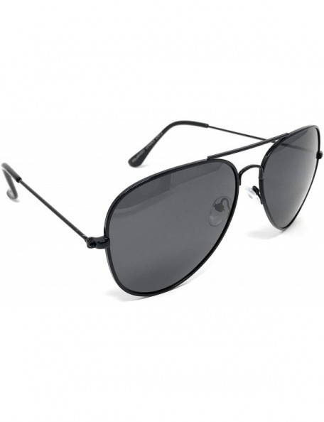 Aviator WebDeals - Polarized Adult Avaitor Sunglasses Classic Style Shape - Black Frame- Smoke Polarized - CA193Q6DLTK $12.36