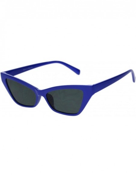 Cat Eye Mod Chic Squared Cat Eye Narrow Plastic Sunglasses - Blue Black - C518QA07KMQ $8.73