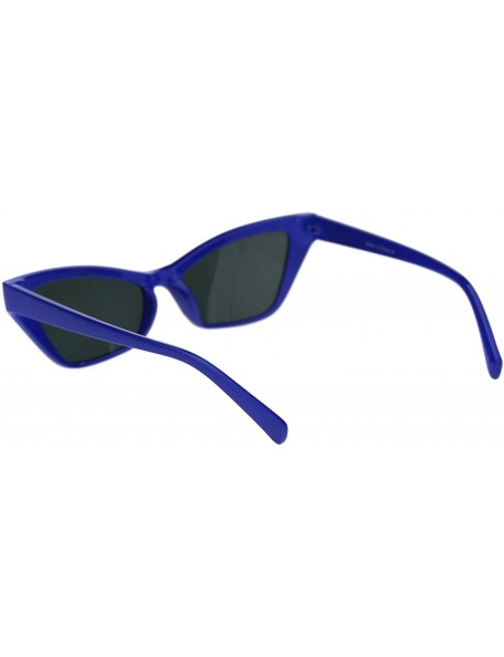 Cat Eye Mod Chic Squared Cat Eye Narrow Plastic Sunglasses - Blue Black - C518QA07KMQ $8.73