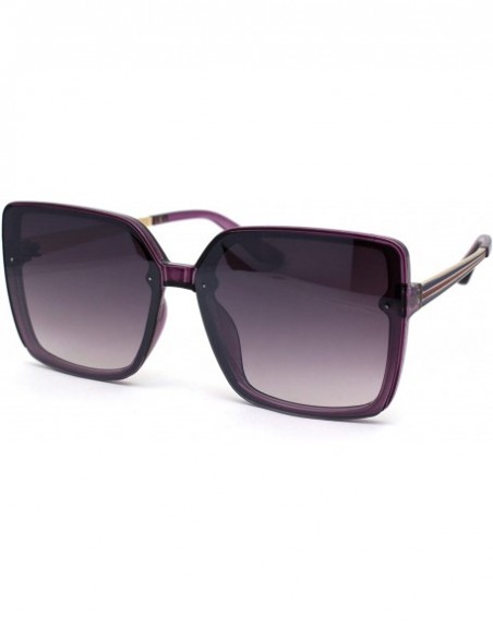 Butterfly Womens Squared Rectangular Butterfly Plastic Designer Sunglasses - All Purple - C7196WQE7XD $12.58