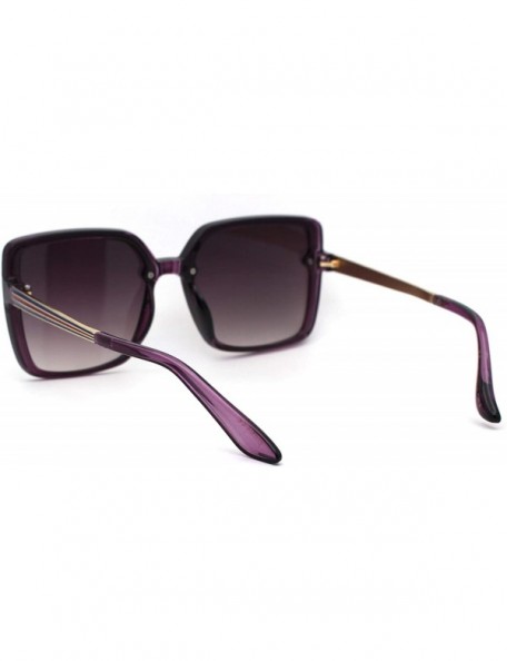 Butterfly Womens Squared Rectangular Butterfly Plastic Designer Sunglasses - All Purple - C7196WQE7XD $12.58