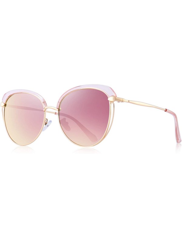 Oversized Fashion Polarized Sunglasses for Women UV400 Mirrored Lens - Pink Mirror - C318S2T6X9S $16.05