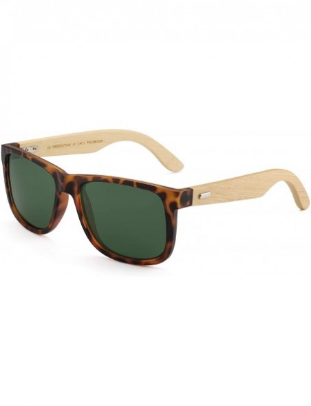 Oversized Wood Polarized Sunglasses for Men Women Retro Square Glasses UV400 Protection - CS194ER0G2D $11.58