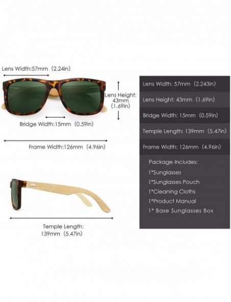 Oversized Wood Polarized Sunglasses for Men Women Retro Square Glasses UV400 Protection - CS194ER0G2D $11.58