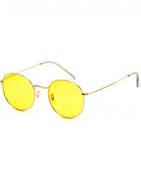 Round Polarized Round Retro Tinted Lens Metal Frame Sunglasses - Gold Frame/Yellow Lens - CN18NS4YQAQ $19.20