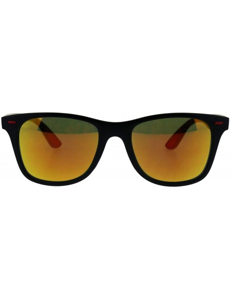 Square Classic Square Horn Rim Unisex Sunglasses Matte Black Mirrored Lens UV 400 - Black Red (Orange Mirror) - C418IC75ZYE $...