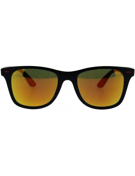 Square Classic Square Horn Rim Unisex Sunglasses Matte Black Mirrored Lens UV 400 - Black Red (Orange Mirror) - C418IC75ZYE $...