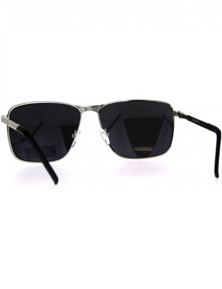 Rectangular Mens Rectangular Metal Frame Classic Officer Sunglasses - Silver Mirror - CS180STRZ9S $9.65