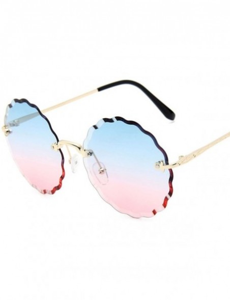 Round RimlWomen Sunglasses 2019 Clear Alloy Frame Vintage Retro Designer Eyeglasses Adult Shades - Blue Pink - CU197Y6USHD $1...