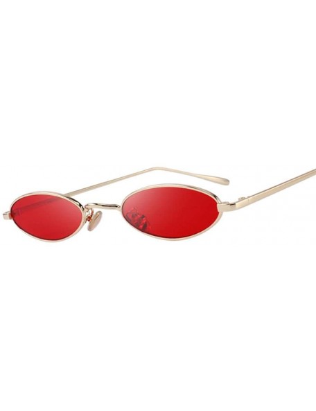 Oval DESIGN Women Fashion Small Oval Sunglasses Red Lense UV400 C03 Silver Clear - C02 Gold Clear - C118YKTQ3Z2 $14.84