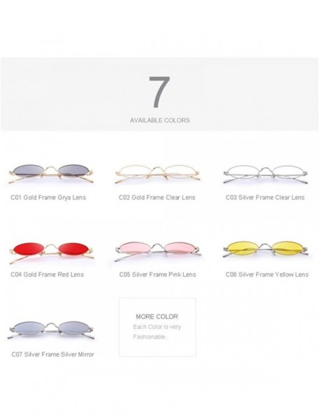 Oval DESIGN Women Fashion Small Oval Sunglasses Red Lense UV400 C03 Silver Clear - C02 Gold Clear - C118YKTQ3Z2 $14.84