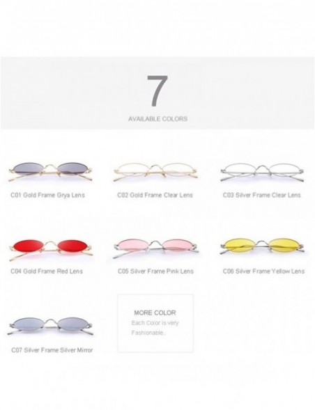 Oval DESIGN Women Fashion Small Oval Sunglasses Red Lense UV400 C03 Silver Clear - C02 Gold Clear - C118YKTQ3Z2 $14.84