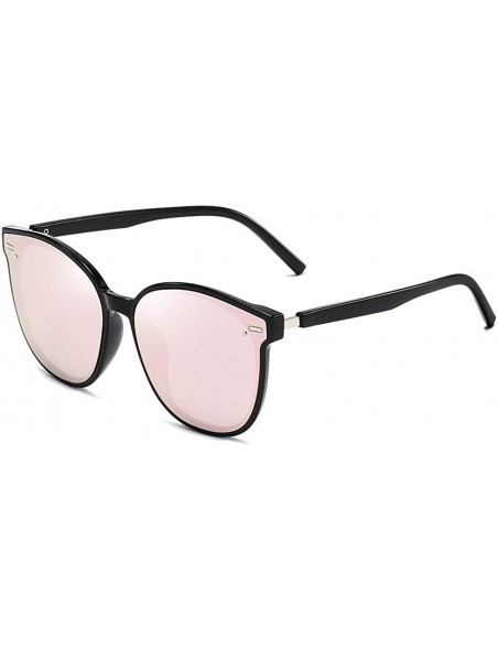 Oval Unisex Sunglasses Retro Black Drive Holiday Oval Non-Polarized UV400 - Pink - C018R4WCMUQ $8.32