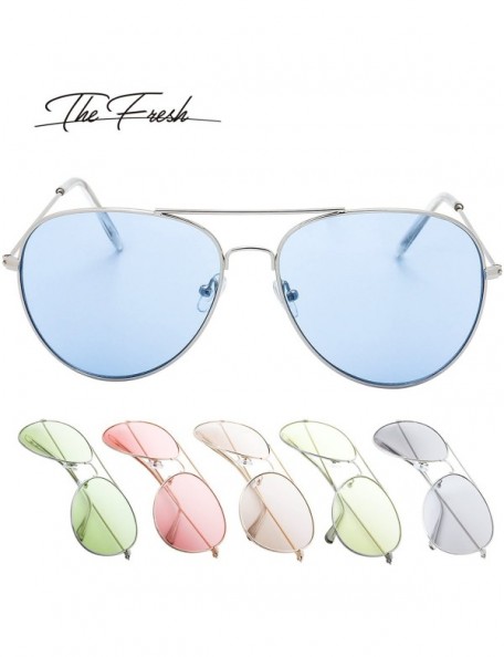 Round Classic Aviator Frame Light Color Lens XL Oversized Sunglasses Gift Box - 4s-silver - CH18XIK6E7I $10.64