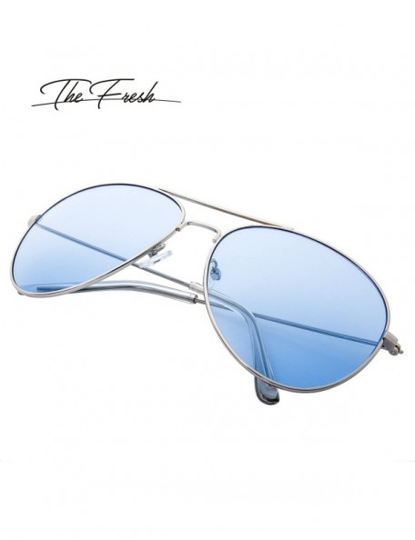 Round Classic Aviator Frame Light Color Lens XL Oversized Sunglasses Gift Box - 4s-silver - CH18XIK6E7I $10.64