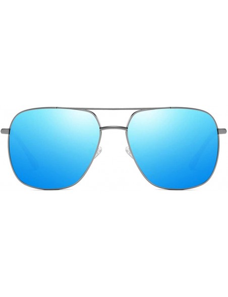 Rectangular Square Polit UV400 Protection Polarized Sunglasses for Men Women - Grey Blue - CM18O4ZG0RW $17.04