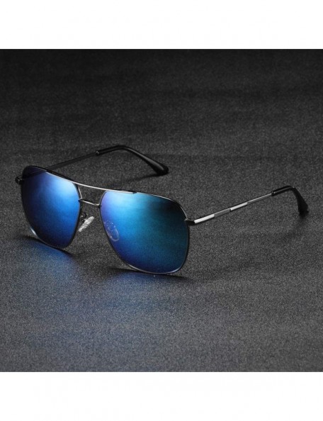 Rectangular Square Polit UV400 Protection Polarized Sunglasses for Men Women - Grey Blue - CM18O4ZG0RW $17.04