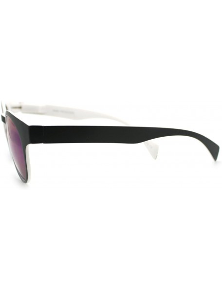 Round Round Keyhole Sunglasses 2-tone Color Mirror Lens Spring Hinge - White - CT11Q9GHWNJ $8.44