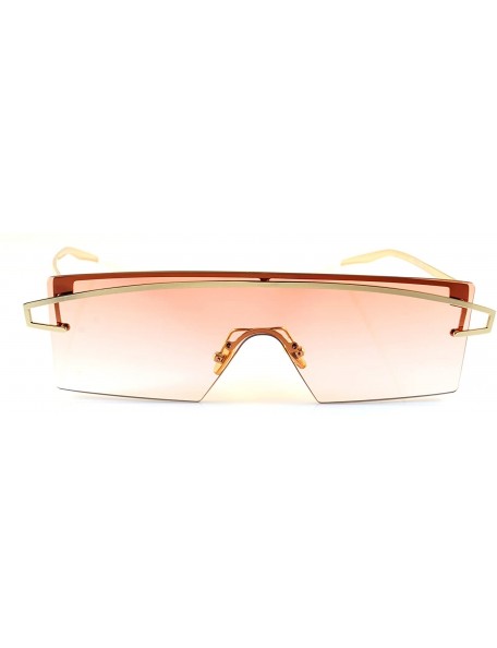 Shield Futuristic Metal Cross Top Slim Flat One Piece Panel Sunglasses A199 - Pink - CM18ERTHO2U $15.51