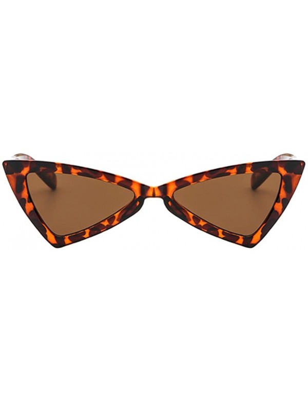 Butterfly Women Retro Cat Eye Vintage Small Thin Triangle Sunglasses Fashion - Leopard Frame & Brown Lens - C818CXG8GZ9 $12.09