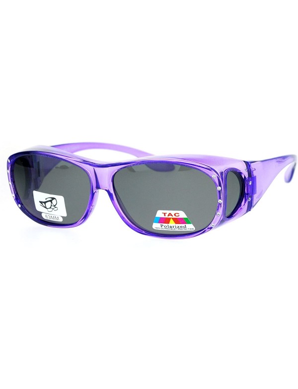 Goggle Womens Rhinestone Polarized Oval Fit Over Sunglasses - Purple - CL11YHJ967P $11.89