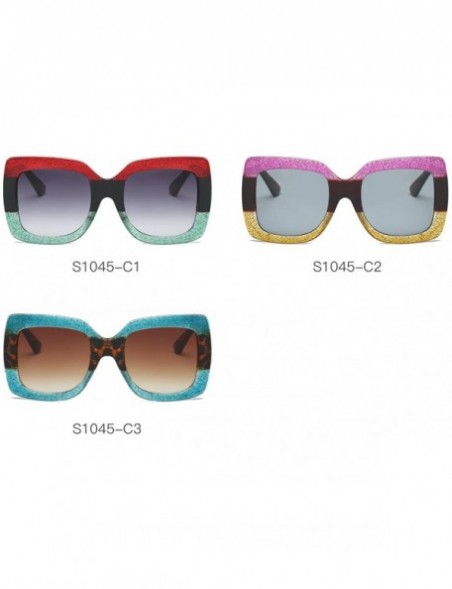 Oval Oversized Sun Glasses- Two-Tone Sunglasses for Women S1045-6 - S1045-c1 - CT18EMUK885 $20.54