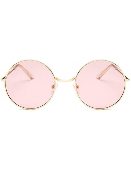 Goggle Retro Round Sunglasses Women Brand Designer Sun Glasses Alloy Mirror Female - Goldpurple - CZ198ZQKQ3S $31.60