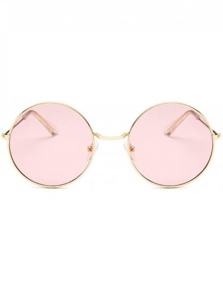 Goggle Retro Round Sunglasses Women Brand Designer Sun Glasses Alloy Mirror Female - Goldpurple - CZ198ZQKQ3S $31.60