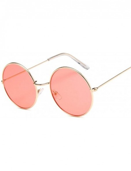 Goggle Retro Round Sunglasses Women Brand Designer Sun Glasses Alloy Mirror Female - Goldpurple - CZ198ZQKQ3S $31.60