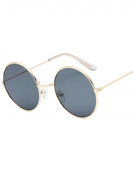 Goggle Retro Round Sunglasses Women Brand Designer Sun Glasses Alloy Mirror Female - Goldpurple - CZ198ZQKQ3S $31.60