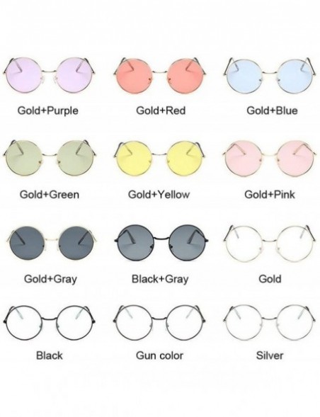 Goggle Retro Round Sunglasses Women Brand Designer Sun Glasses Alloy Mirror Female - Goldpurple - CZ198ZQKQ3S $31.60