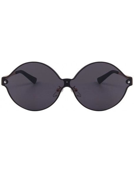 Round Women Round Mirror UV400 Integrated Sunglasses Men Eyewear - Black - CU17Z75YUNN $15.45