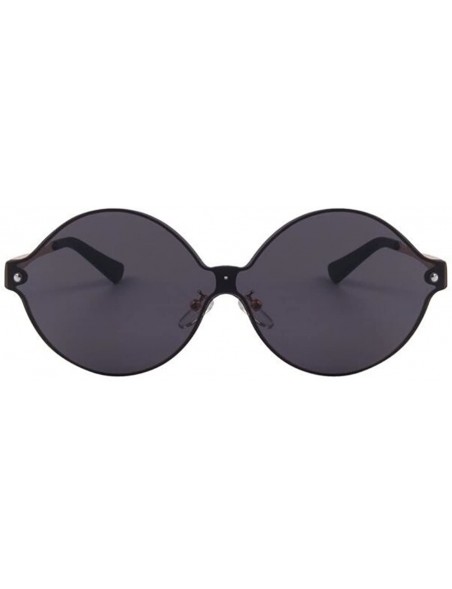 Round Women Round Mirror UV400 Integrated Sunglasses Men Eyewear - Black - CU17Z75YUNN $15.45