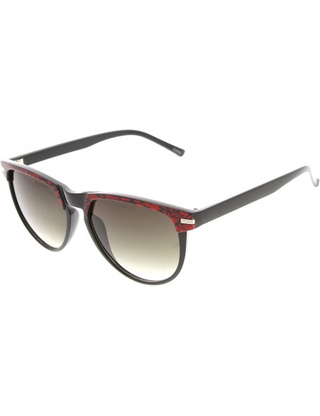 Wayfarer Two-Tone Pattern Color Keyhole Mod Horn Rimmed Sunglasses (Black-Red) - CR11J2QNS5J $8.40