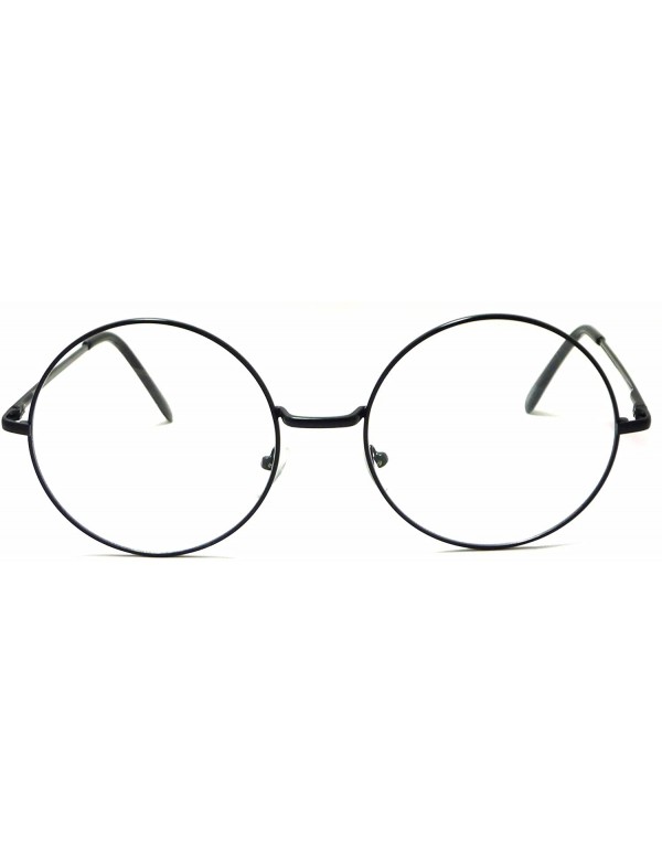 Round OVERSIZED Super Large XL Round Metal Frame Circle Clear Lens Eye Glasses - Black - C812NSLFE10 $13.35