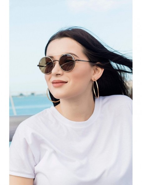 Round Round Retro Fashion Sunglasses - Black-gold - CX18G2A8CRU $19.97