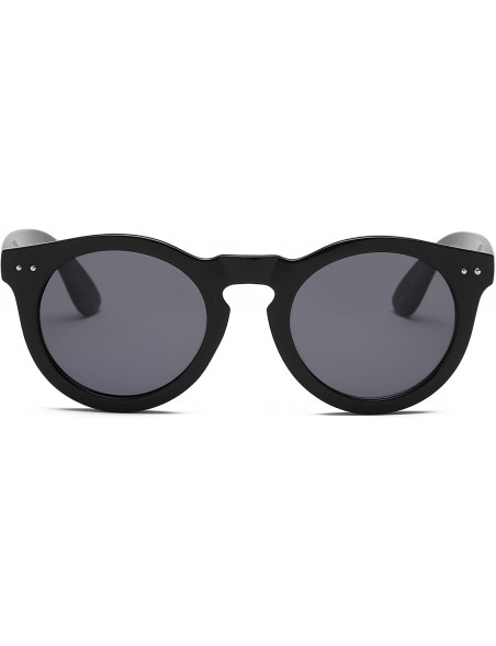 Oversized Retro Vintage Circle Round UV Protection Fashion Sunglasses for Men and Women - Black - CD18IQEL73Y $9.26