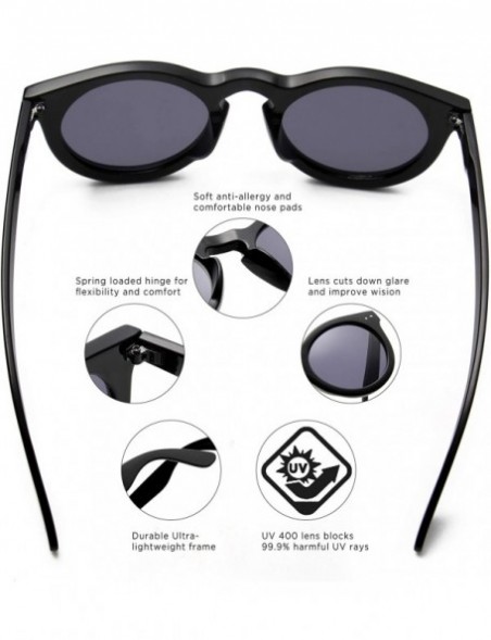 Oversized Retro Vintage Circle Round UV Protection Fashion Sunglasses for Men and Women - Black - CD18IQEL73Y $9.26