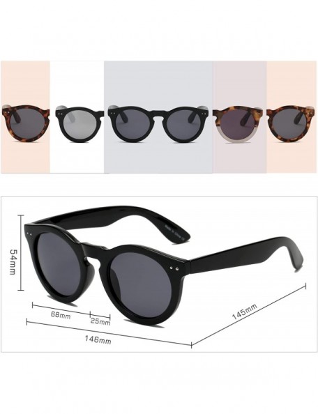 Oversized Retro Vintage Circle Round UV Protection Fashion Sunglasses for Men and Women - Black - CD18IQEL73Y $9.26