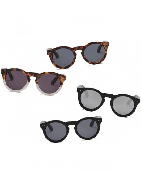 Oversized Retro Vintage Circle Round UV Protection Fashion Sunglasses for Men and Women - Black - CD18IQEL73Y $9.26