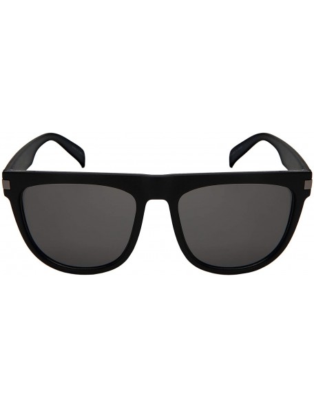 Wayfarer Horned Rim Sunglasses for Women Men Flat Top 541098-SD - Matte Black Frame/Grey Lens - CJ18K7I0QKO $11.50