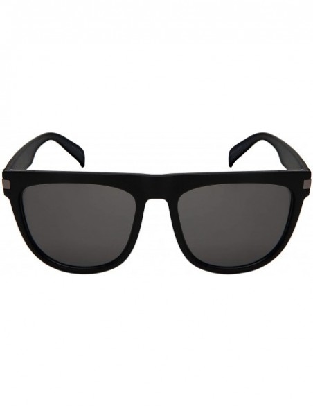 Wayfarer Horned Rim Sunglasses for Women Men Flat Top 541098-SD - Matte Black Frame/Grey Lens - CJ18K7I0QKO $11.50