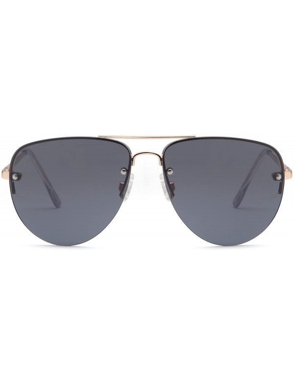 Round Womens Oversized Aviator Sunglasses - Grey Lens on Gold Frame - C4183N4ITSA $9.79