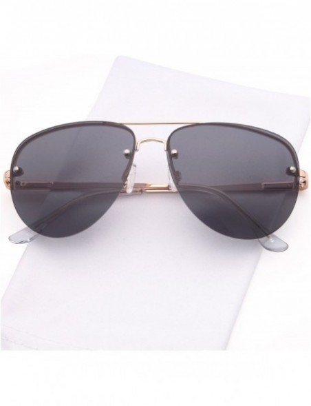 Round Womens Oversized Aviator Sunglasses - Grey Lens on Gold Frame - C4183N4ITSA $9.79